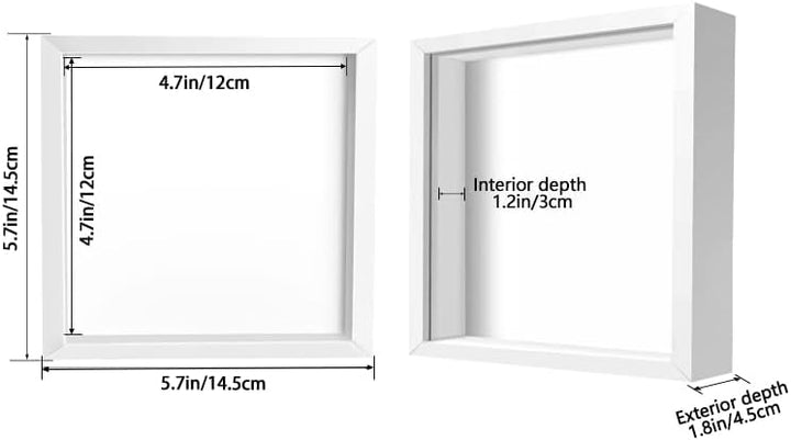 sunmeg 2Pcs 3D Bilderrahmen zum Befüllen 14 x 14cm Bilderrahmen Tief 3D Objektrahmen Hölzern bis 3cm