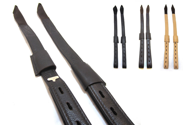 PS Pferdeartikel Mono Steigbügelriemen mit Schnallenloser extra dünner Aufhängung Braun - Mittel, Br