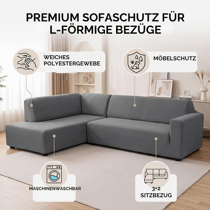 Ejoyous Sofa Überwürfe, Elastische Sofabezüge L Form Stretch Sofabezug Couchbezug Polyester 3+2 Seat