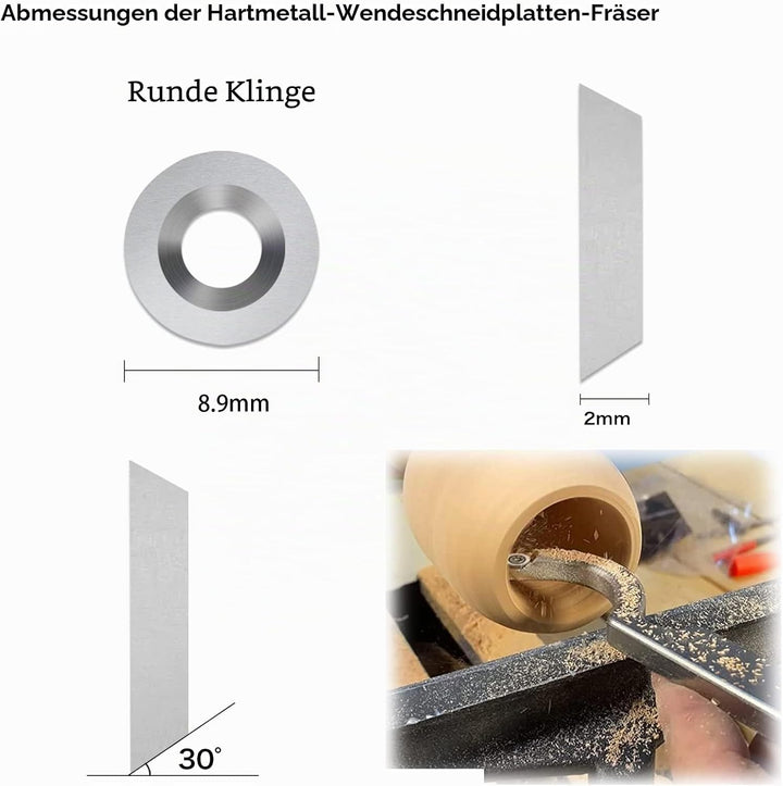 GothicBride Wendeschneidplatten Drehmeissel 12 Stück Hartmetall Drechselwerkzeuge für Holz Drehmasch