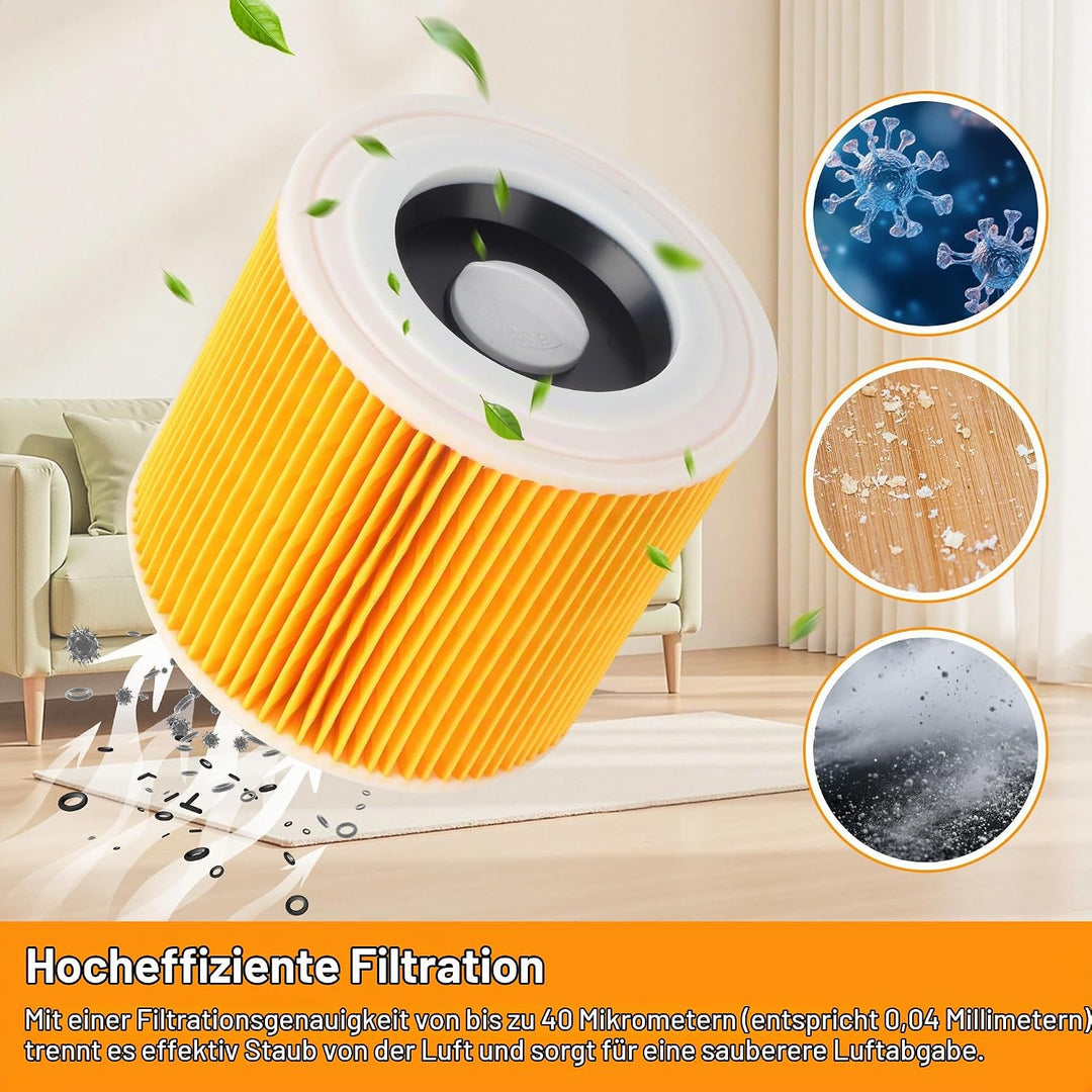 12 Staubsaugerbeutel und 2 Filter, Mit 1 bürste für Kärcher WD3 WD3 P WD2 WD 2 Plus MV2-3 KWD 1-3 SE