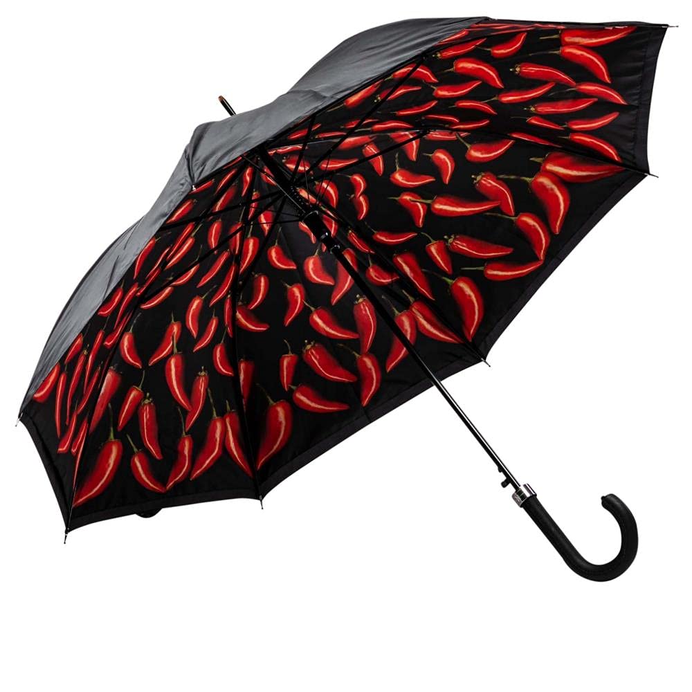 LUCKYWEATHER Regenschirm Stockschirm Damen/Herren Motiv Chili Peppers Auf-Automatik Double Layer I S