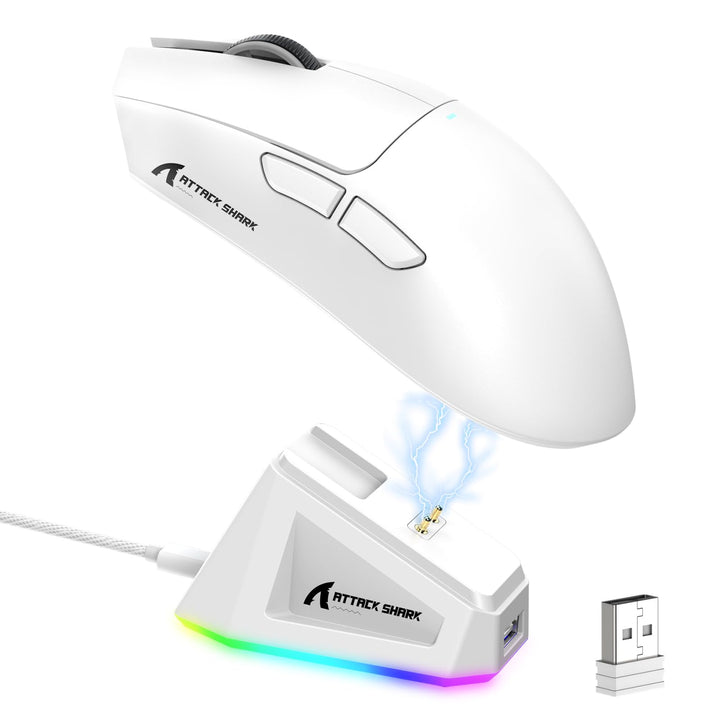 LexonElec x Attack Shark X11 Kabellose Gaming-Maus mit RGB Magnetische Ladestation, PixArt PAW3311-S