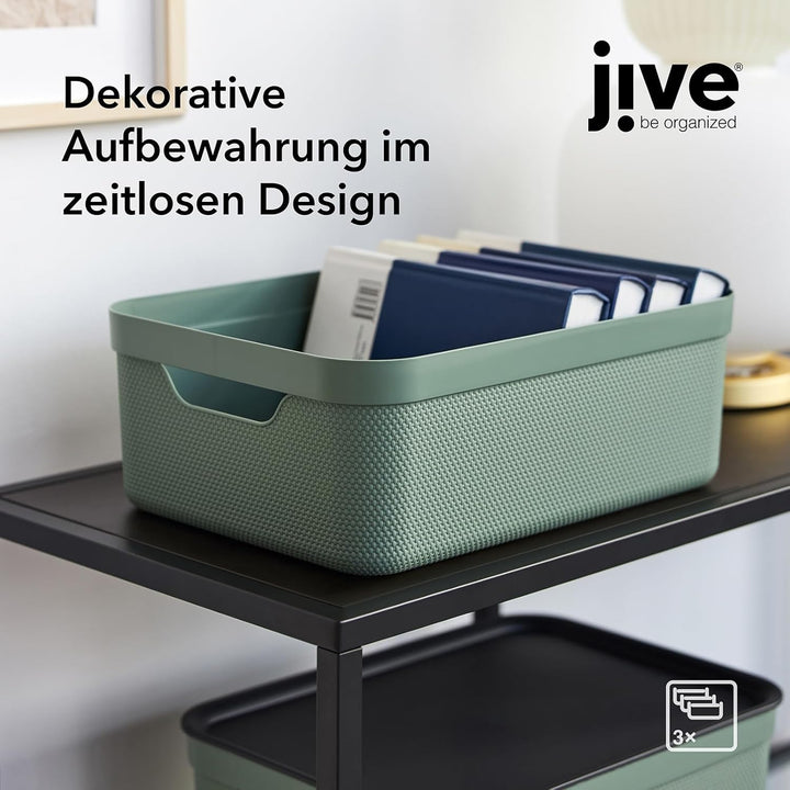 Rotho Jive 3er-Set Aufbewahrungsbox 10l mit Deckel Grün, Grün