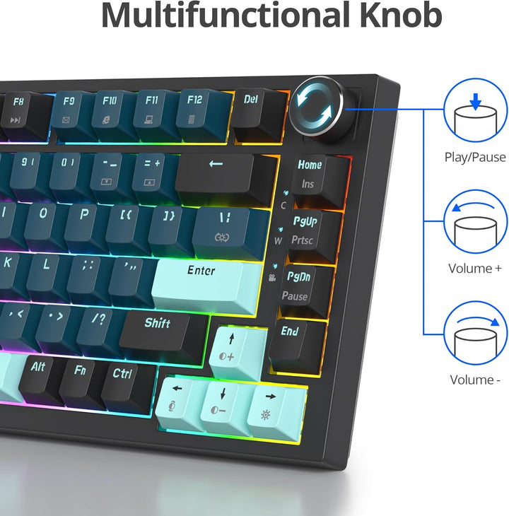 SOLIDEE Verkabelte 75% Mechanische Gaming-Tastatur, Hot-Swap-Fähig Mit Gasket Struktur, RGB-Hintergr