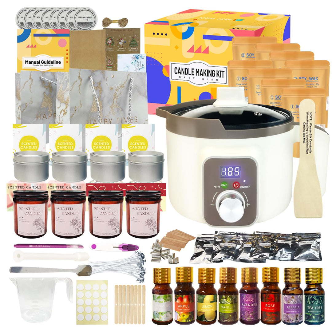 LINGQIAN DIY Kerzenherstellung Set Digital, Elektrisch Kerzen Selber Machen Kit Sojawachs, Wachsschm