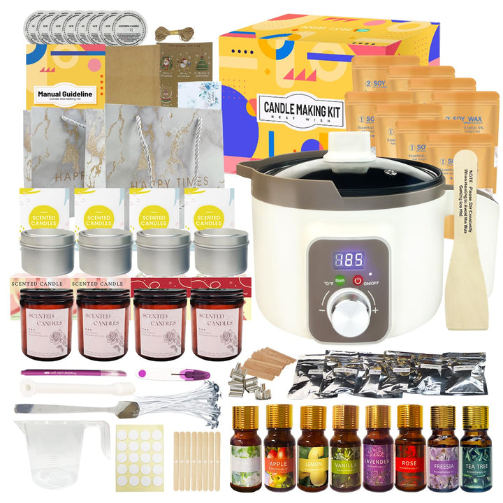 LINGQIAN DIY Kerzenherstellung Set Digital, Elektrisch Kerzen Selber Machen Kit Sojawachs, Wachsschm