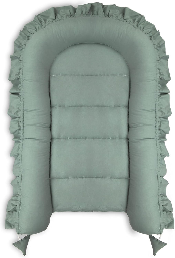 PIMKO Babynest mit rüschen Babynestchen für Baby Kuschelnest Babykokon für Säuglinge und Neugeborene