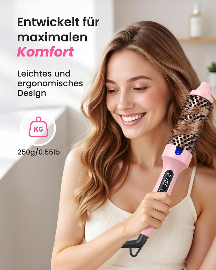 Haokoo Thermobürste 38mm für Volumen &amp; Blowout Look, Ionische Stylingbürste | 6 Temperaturstufen 160