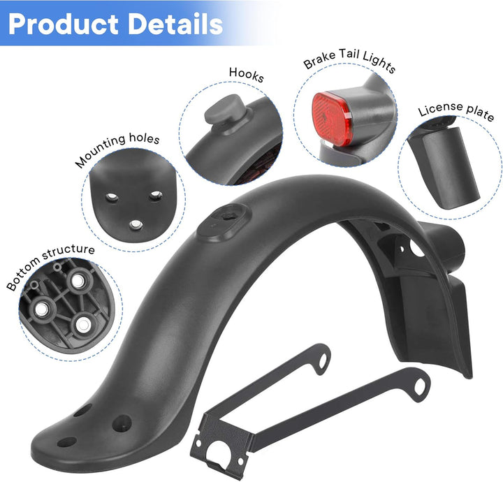 Elektroroller Heckkotflügel，Scooter Schutzbleche für Xiaomi M365 Pro2/Pro/1S/Essentia, Elektroroller