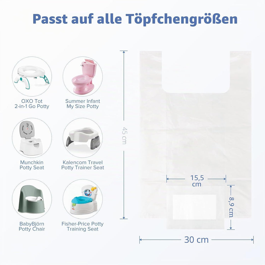 Maliton 80 Stück Einweg Baby Töpfchenbeutel mit Saugfähigem Pad für Unterwegs,Reisen,Auto-universell
