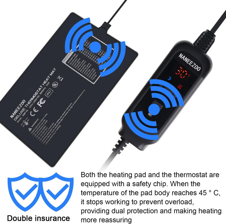 NANEEZOO Reptil Heizmatte - Terrarium Reptilienheizmatte Wärmematte für Reptilien Gecko Schildkröte