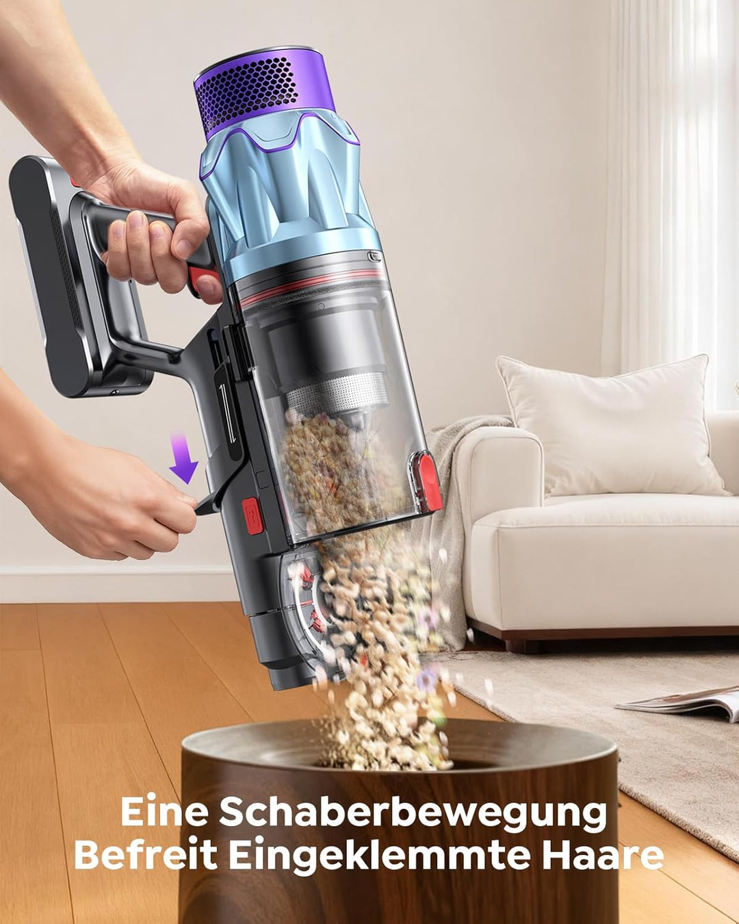 Akku Staubsauger 600W/50kPa/65Min, Staubsauger Kabellos mit 1M Schlauch, Aromatherapie, Wandladestat