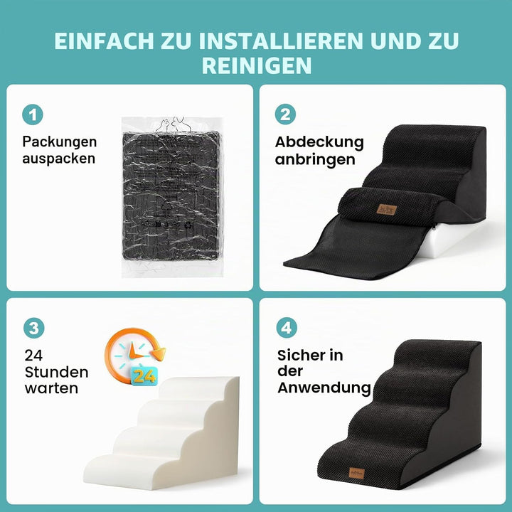 COZY KISS Hundetreppe für Kleine Hunde, Haustiertreppe für Couch aus Hochdichtem Schwamm, Hunde Trep