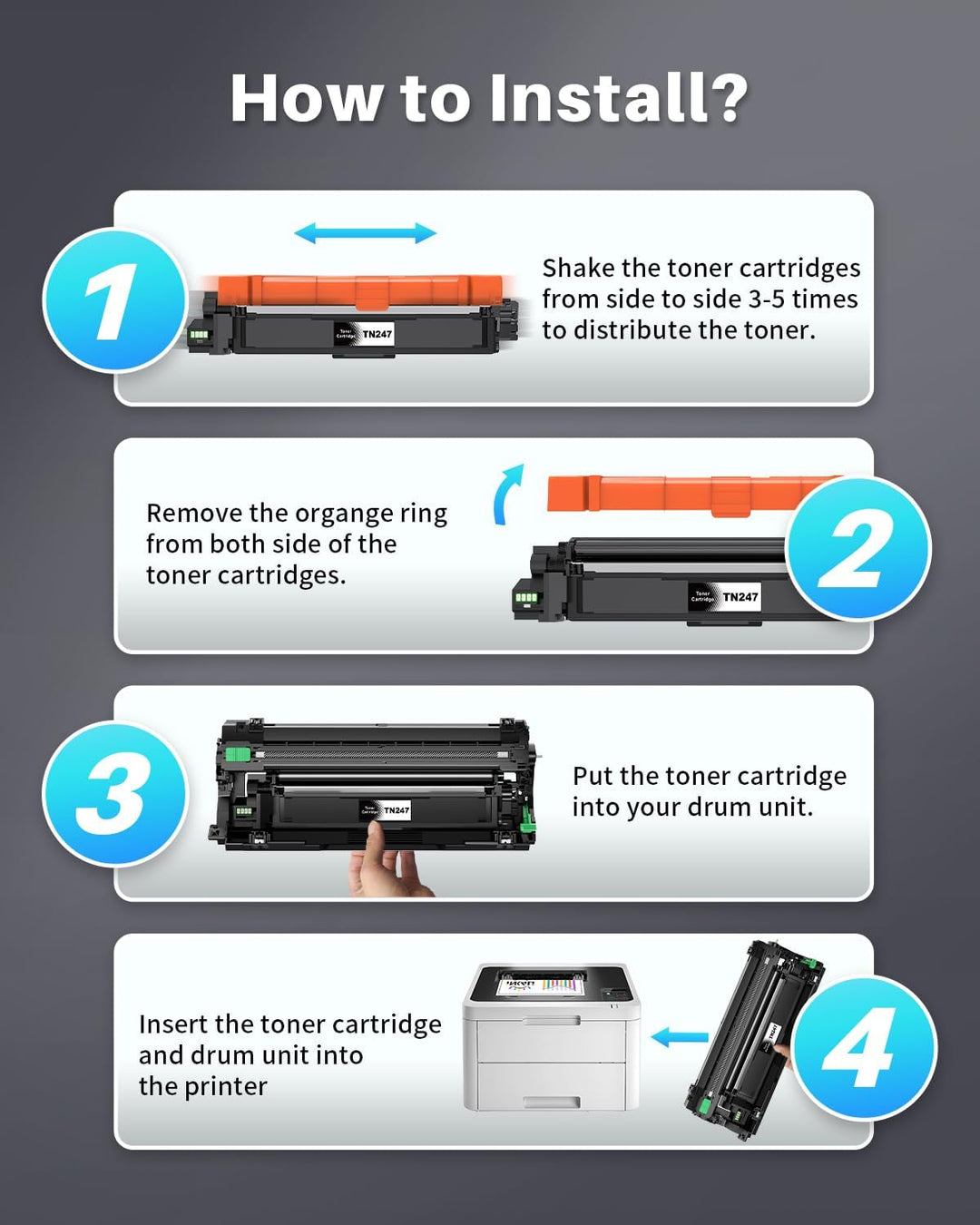 INK4U TN247 Toner DR-243CL Trommel Kompatibel für Brother DR243CL Trommel TN247 Toner für MFC-L3750C
