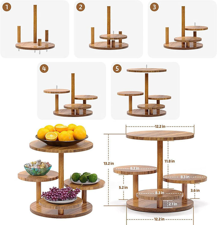 Etagere Tortenständer/Cupcake Ständer Aus Holz 4 Etagen,Desser Halter Turm Serviertablett Mit Mehrer