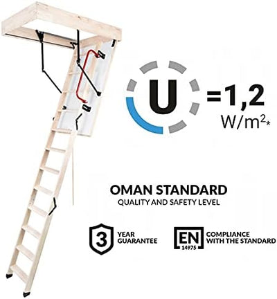 Bodentreppe Speichertreppe Gedämmte Dachbodentreppe U=1,22 W/m2K Termo PS Holz Raumhöhe 280cm Wärmeg