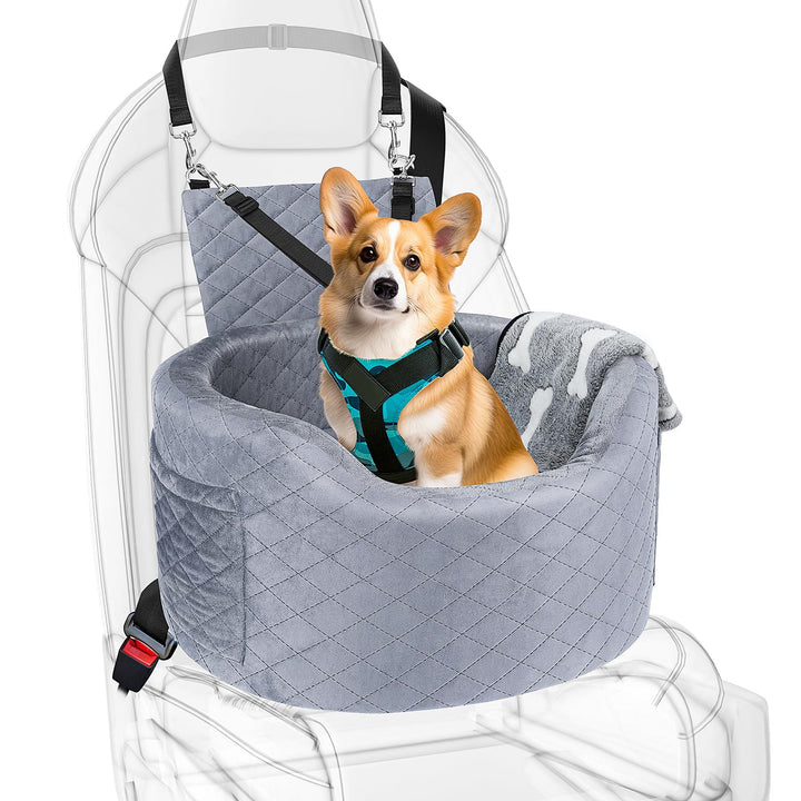 Hundeautositz für kleine Hunde – Schwarzer Booster Autositz mit 28D Memory Foam, Rutschfester Wasser