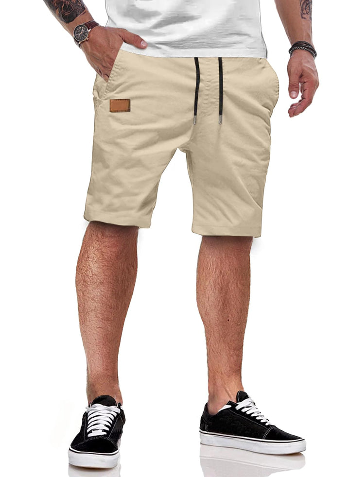 JMIERR Kurze Hosen Herren Shorts Herren Sommer Chino Baumwolle Elastische Taille mit Taschen S Beige