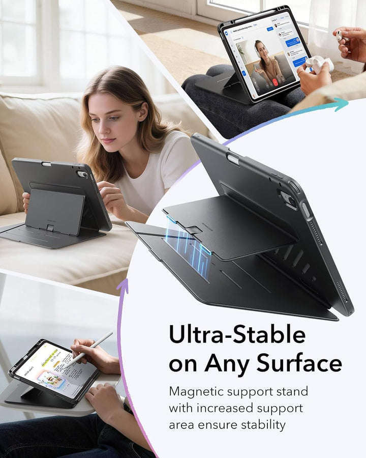 ESR Hülle für iPad Air 13 Zoll (2026/2025/2024) M4/M3/M2, Vertikale Stand, Mehrere Standwinkel, Ultr