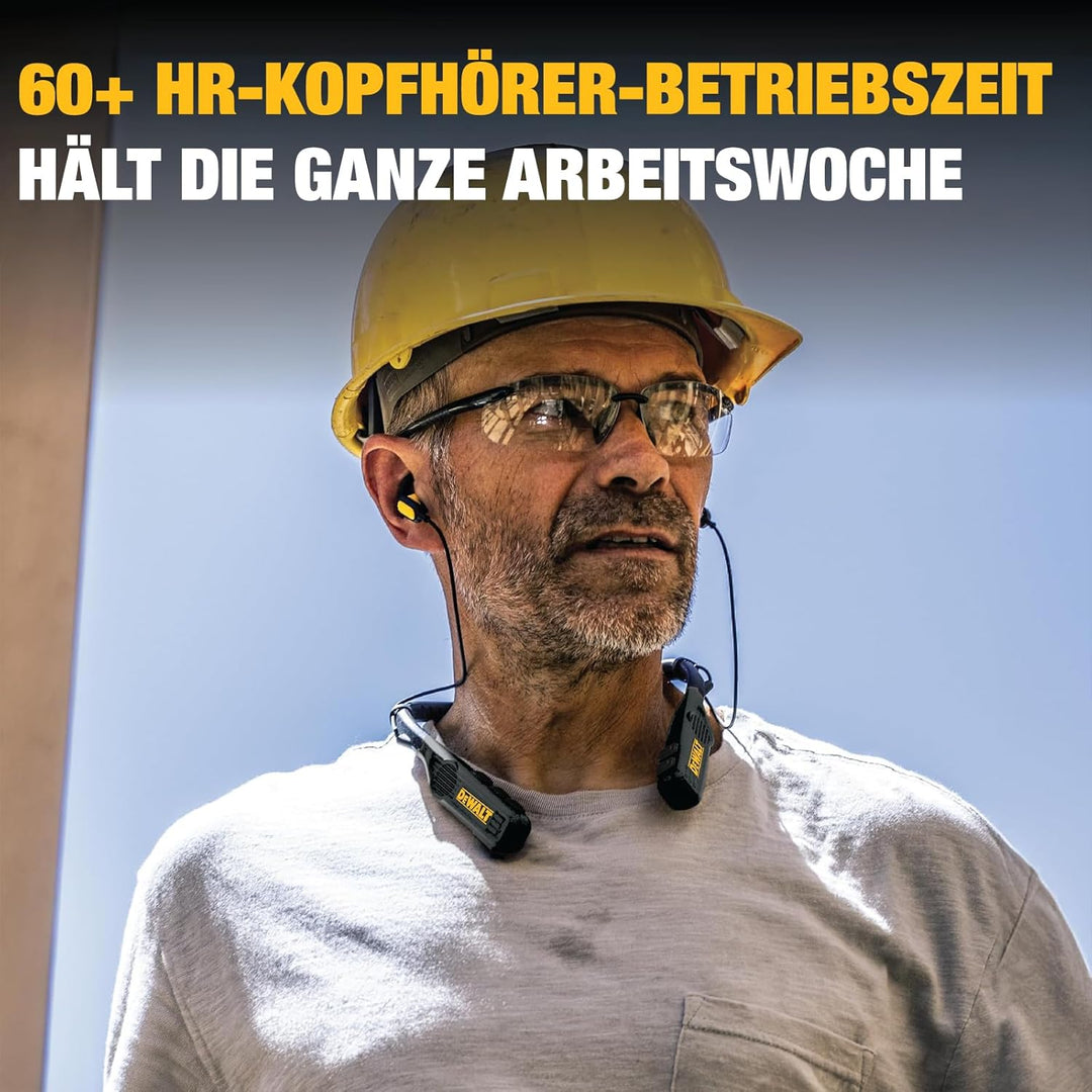 DEWALT Heavy Duty Black Edition 2-in-1 Bluetooth Nackenbügel-Kopfhörer mit Lautsprecher, kabelloses