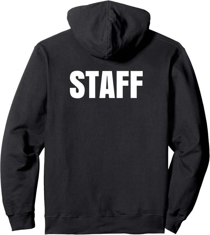 "STAFF" Zurück Weiss Text Uniform für Erwachsene schwarz Pullover Hoodie