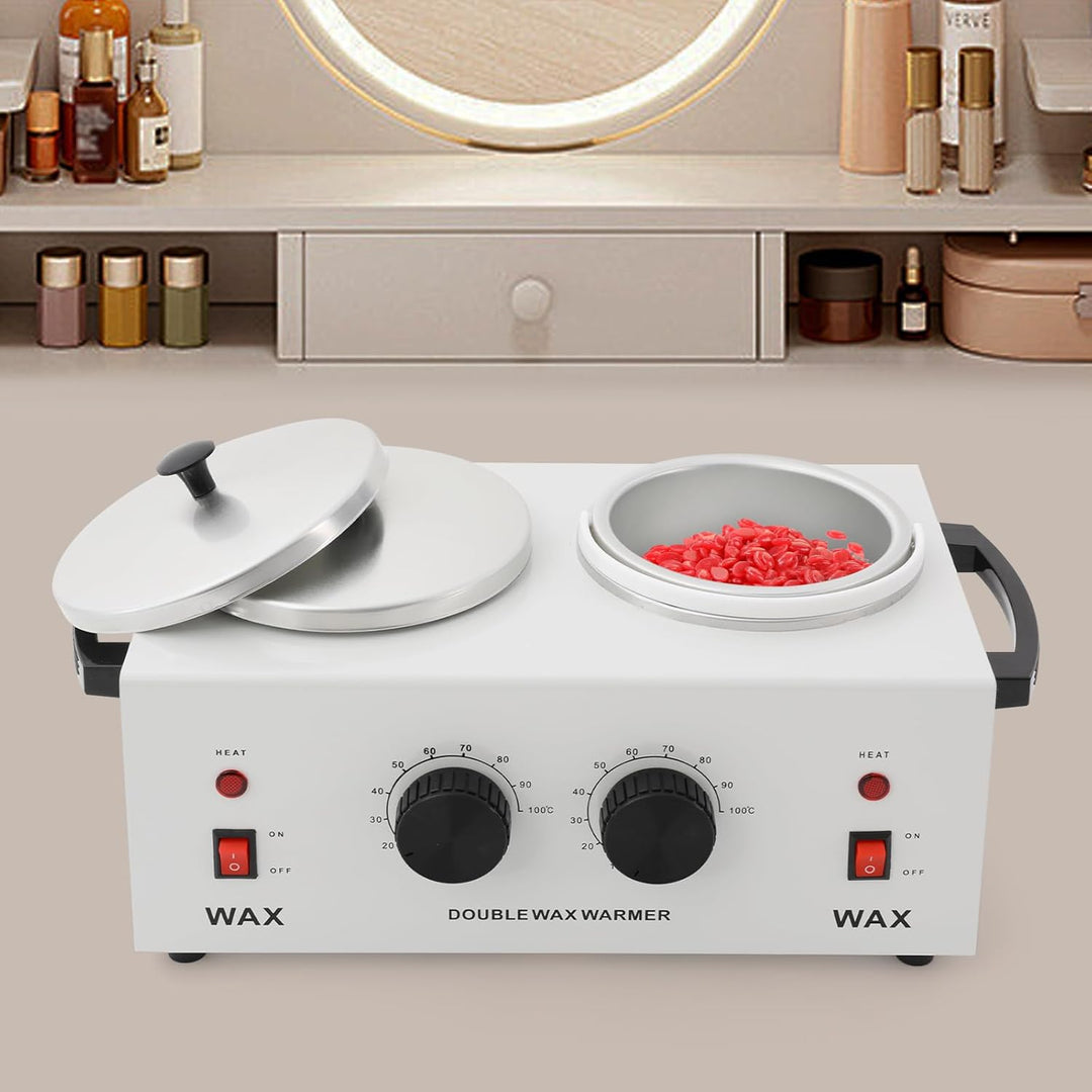 200W Wax Maschine, Elektrischer Doppeltopf-Wachswärmer 2x 400ml, Temperaturregelung 0-100°C für Waxi