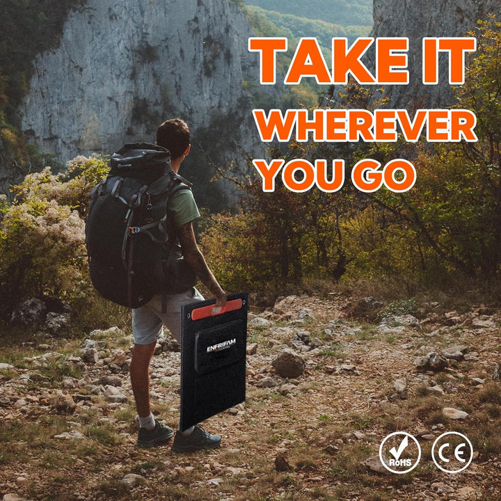 ENFRIFAM 100W Solarpanel faltbares 18V Monokristallines Solarladegerät mit USB DC Ausgängen,Tragbare