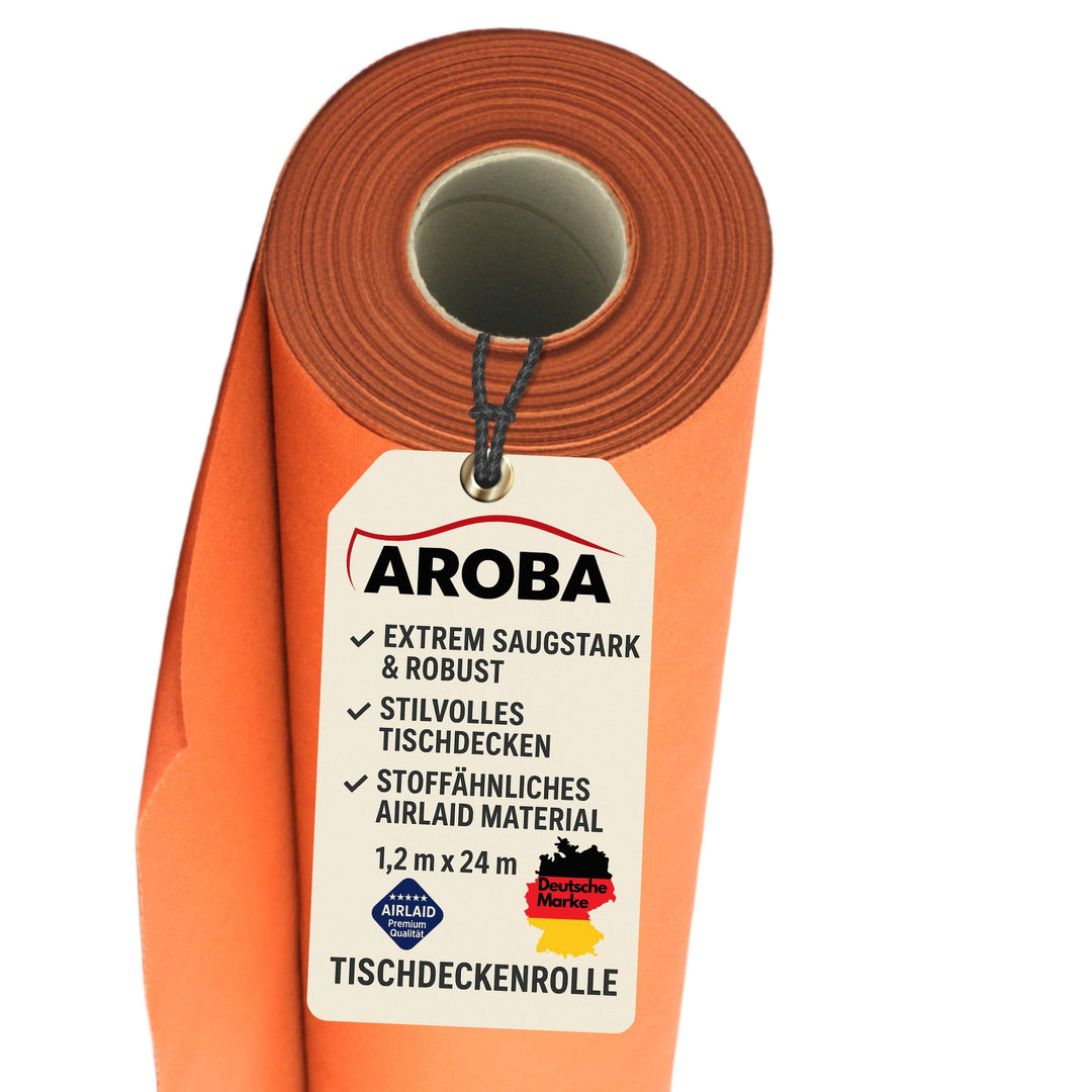 AROBA 1x Airlaid Tischdeckenrolle (Orange, 1,2 m x 24 m) - Stoffähnliche Tischdecke - Hochwertige Ti