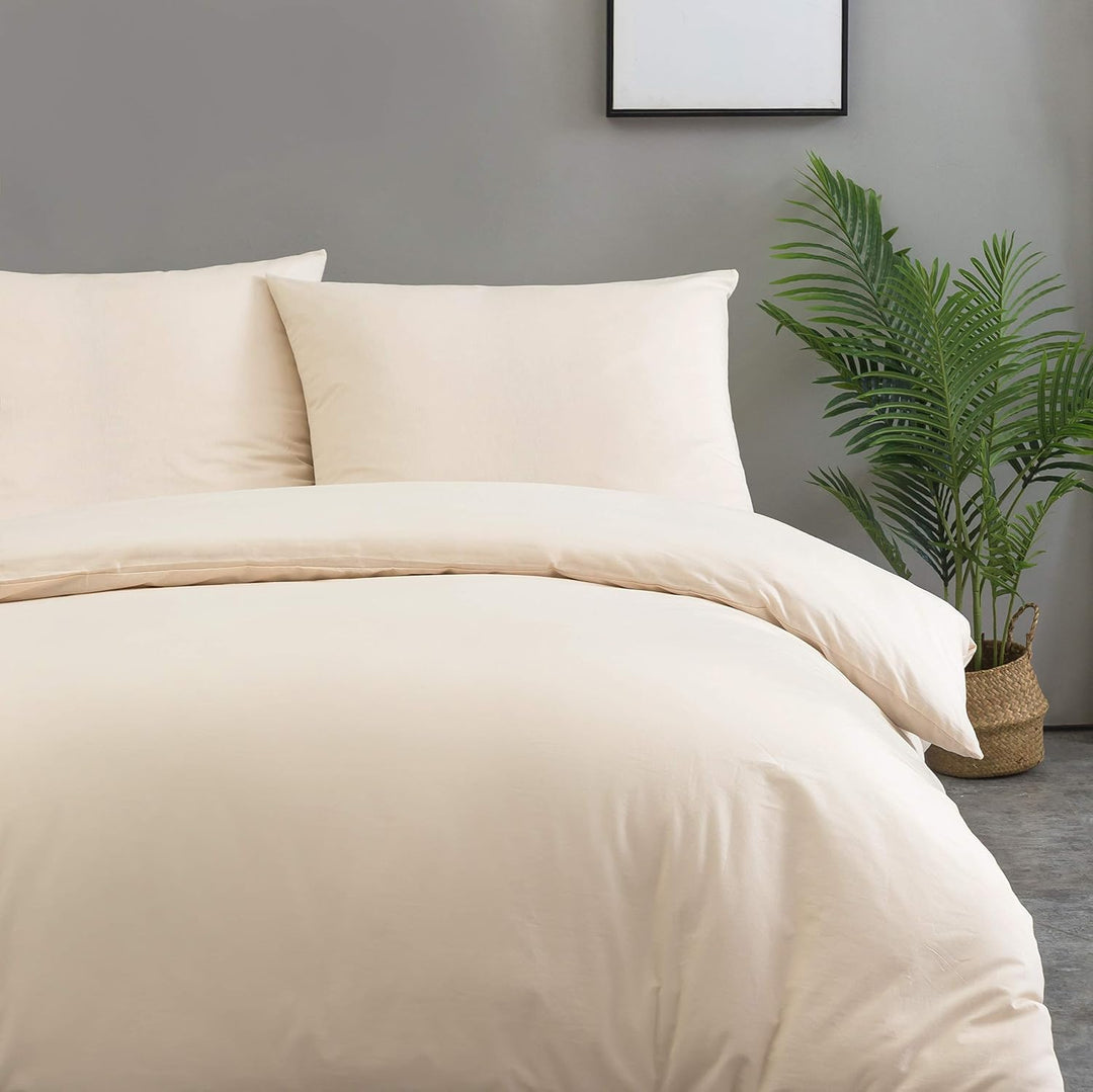 AYSW Baumwolle Bettwäsche 155x220 cm Beige 1 Bettbezug mit 1 Kopfkissenbezug 80x80 cm 155 x 220 cm B