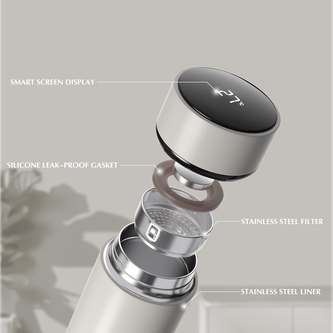 Homealexa 500ml Thermosflasche, Vakuum Isolierbecher Trinkflasche aus 304 Edelstahl, LED-Touchscreen