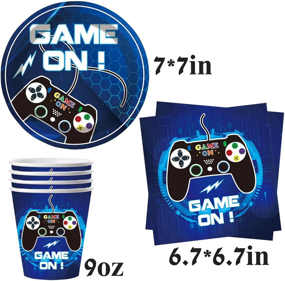 YGCHEN Videospiel Partygeschirr Game Kindergeburtstag Deko Spiel Party Geschirr Set Geburtstag Pappb