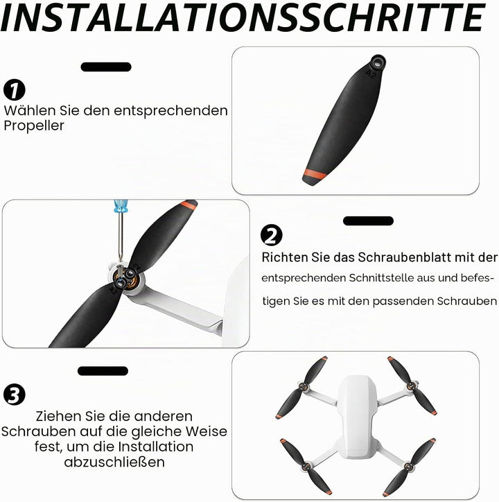 24 Pcs Propeller für DJI Mini 4K, Mini 2 SE/ 2/ SE Ersatzpropeller Set 4726FM Geräuscharm Luftschrau