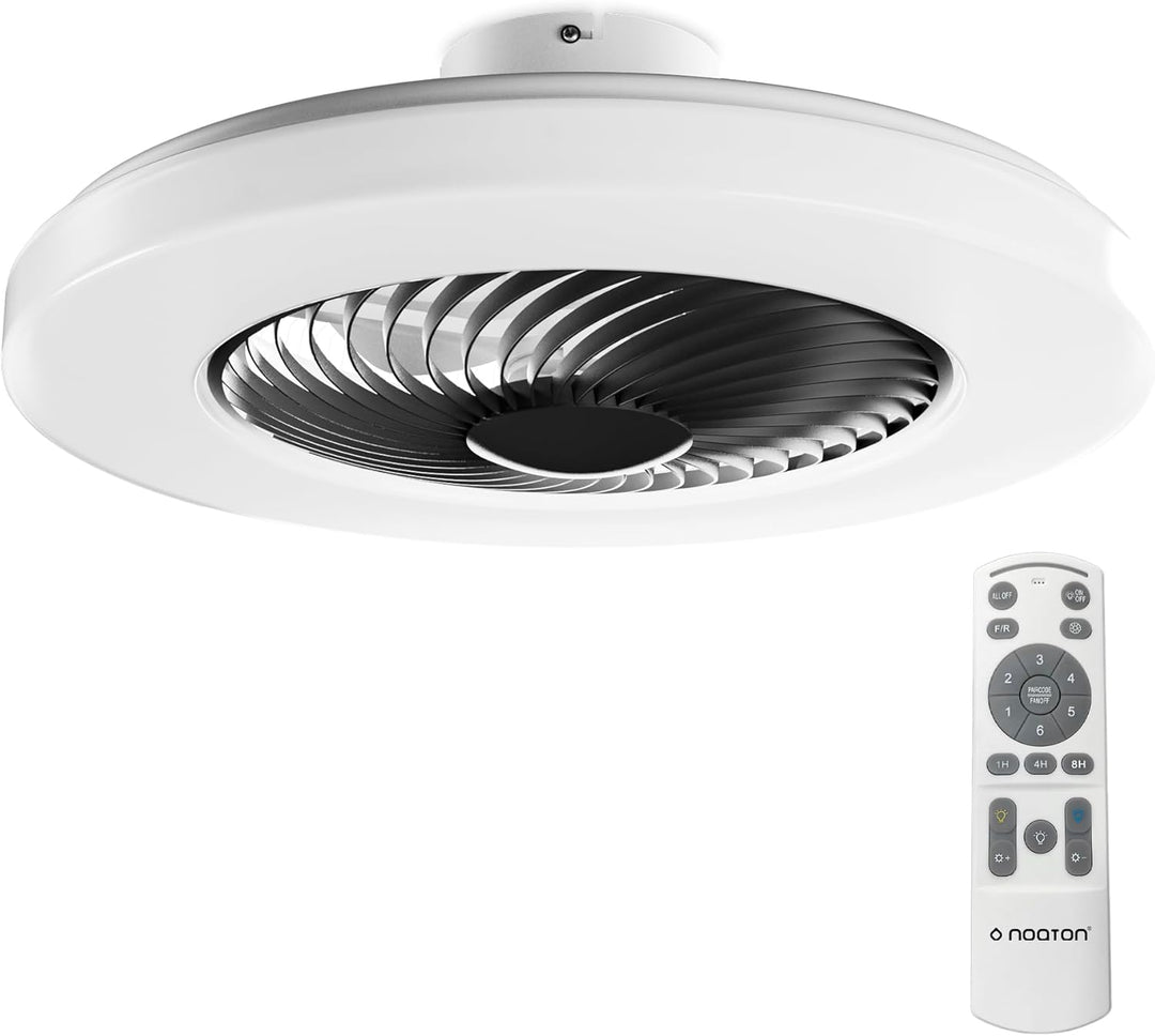 Noaton Deckenventilator mit Beleuchtung 12058B Triton, Schwarz, LED Dimmbar, 3 Farbtemperaturen, Fer