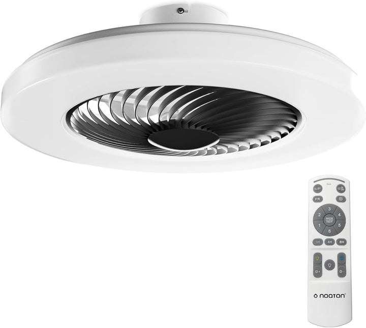 Noaton Deckenventilator mit Beleuchtung 12058B Triton, Schwarz, LED Dimmbar, 3 Farbtemperaturen, Fer