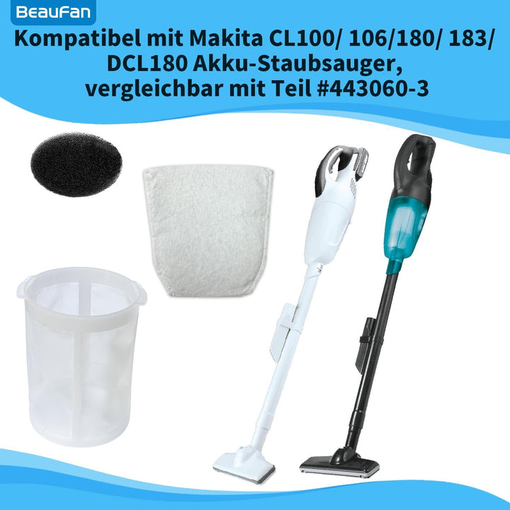 1 Staubsauger-Zubehörset kompatibel mit Makita CL100/ 106/180/ 183/ DCL180 Akku-Staubsauger, enthält