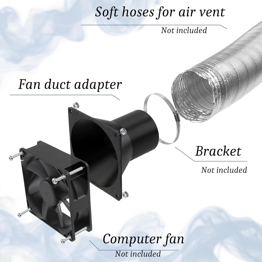 AERZETIX Quadratisch-Rund-Adapter für Luftstrom für Lüftungskanal 80x80 mm Ø58 mm aus ABS-Kunststoff