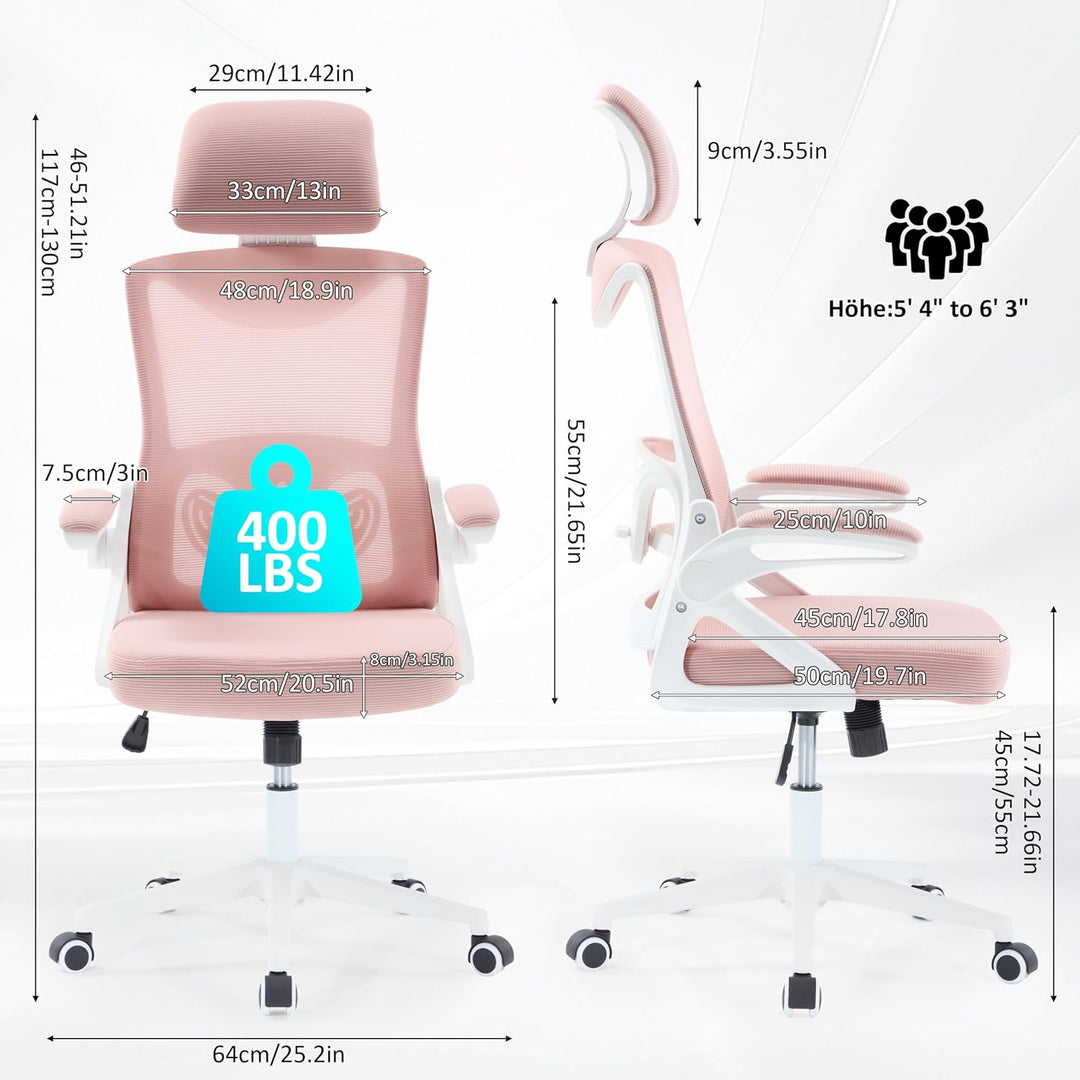 Fizzin Rosa Netz Ergonomischer Bürostuhl Schreibtischstuhl, Rosa