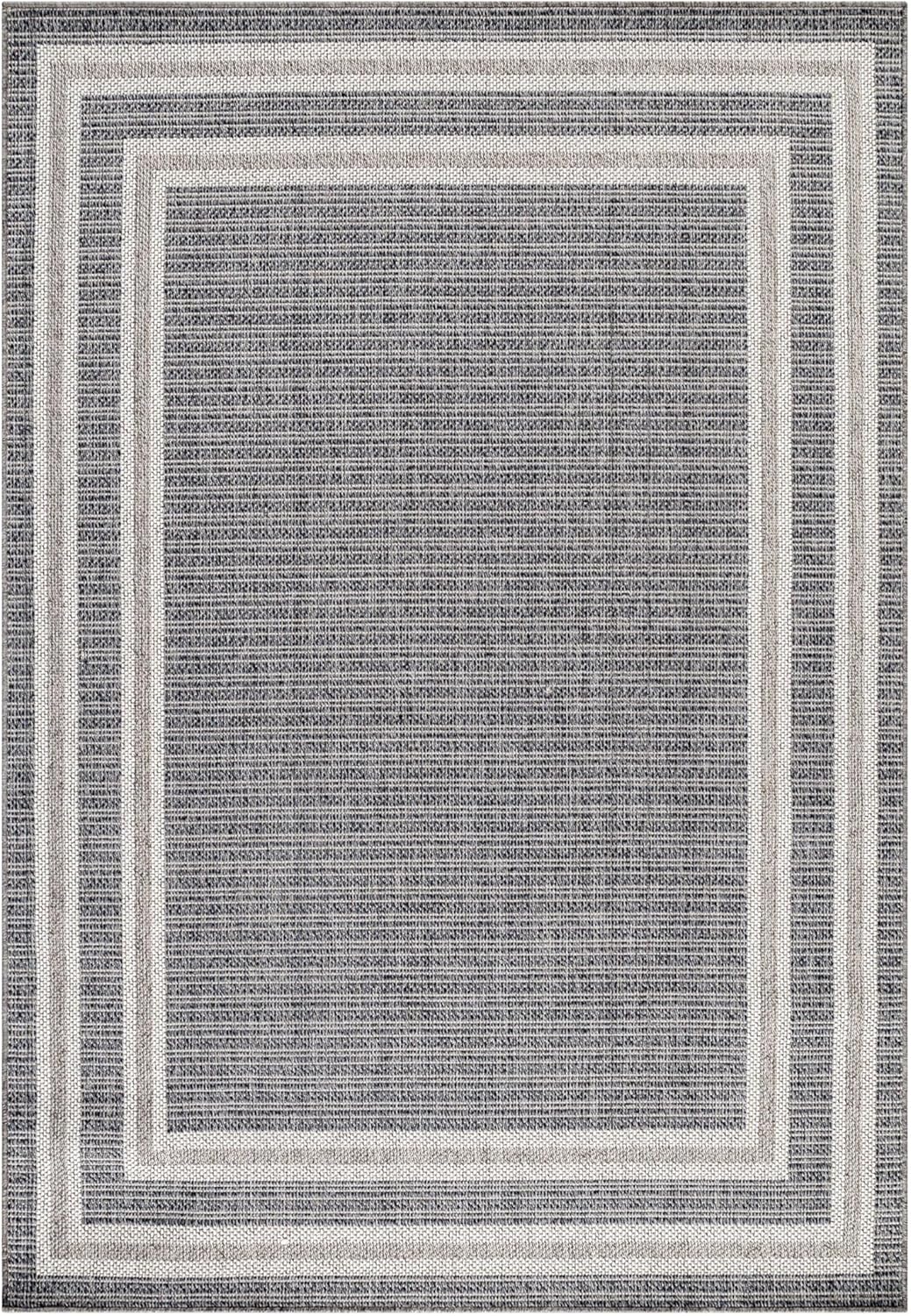 HomebyHome Outdoor Teppich Grau 60x100 cm für Küche, Terrasse, Balkon, Garten, Camping sowie Wohnzim