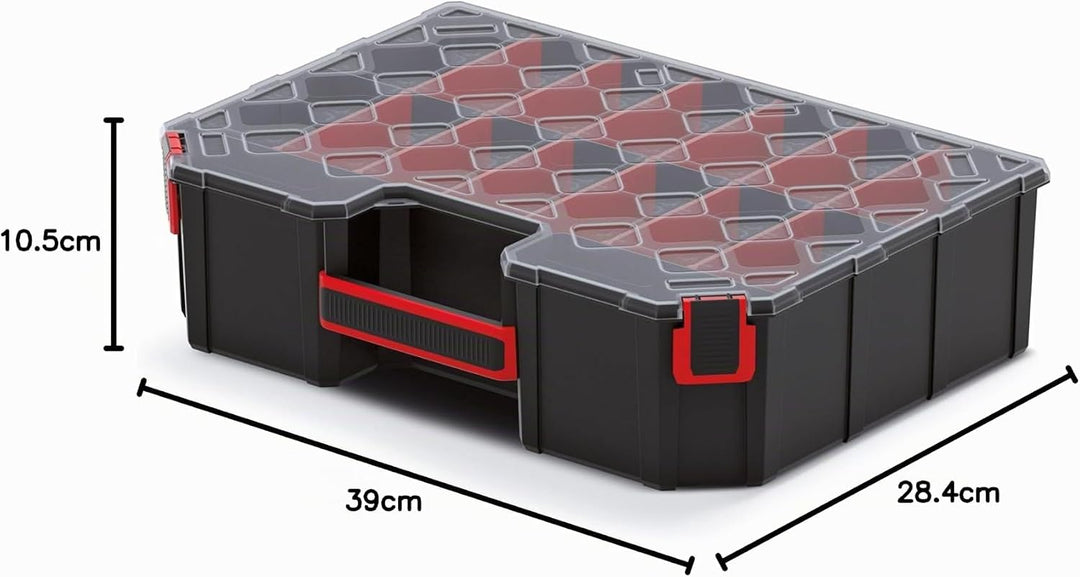 Mivos Sortimentskasten 390 x 284 x 105 mm - Sortierkasten mit 16 Verstellbare Fächer - Schraubenbox