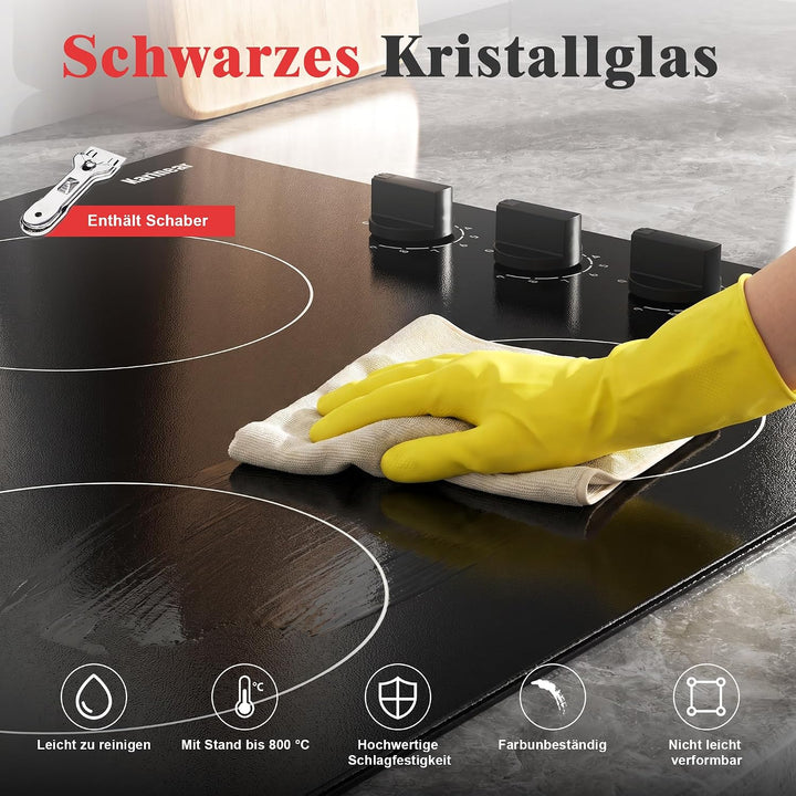 Cerankochfeld, 30 cm Elektroherd Eingebautes 2-Zonen-Keramikkochfeld mit elektronischer Drehknopfste