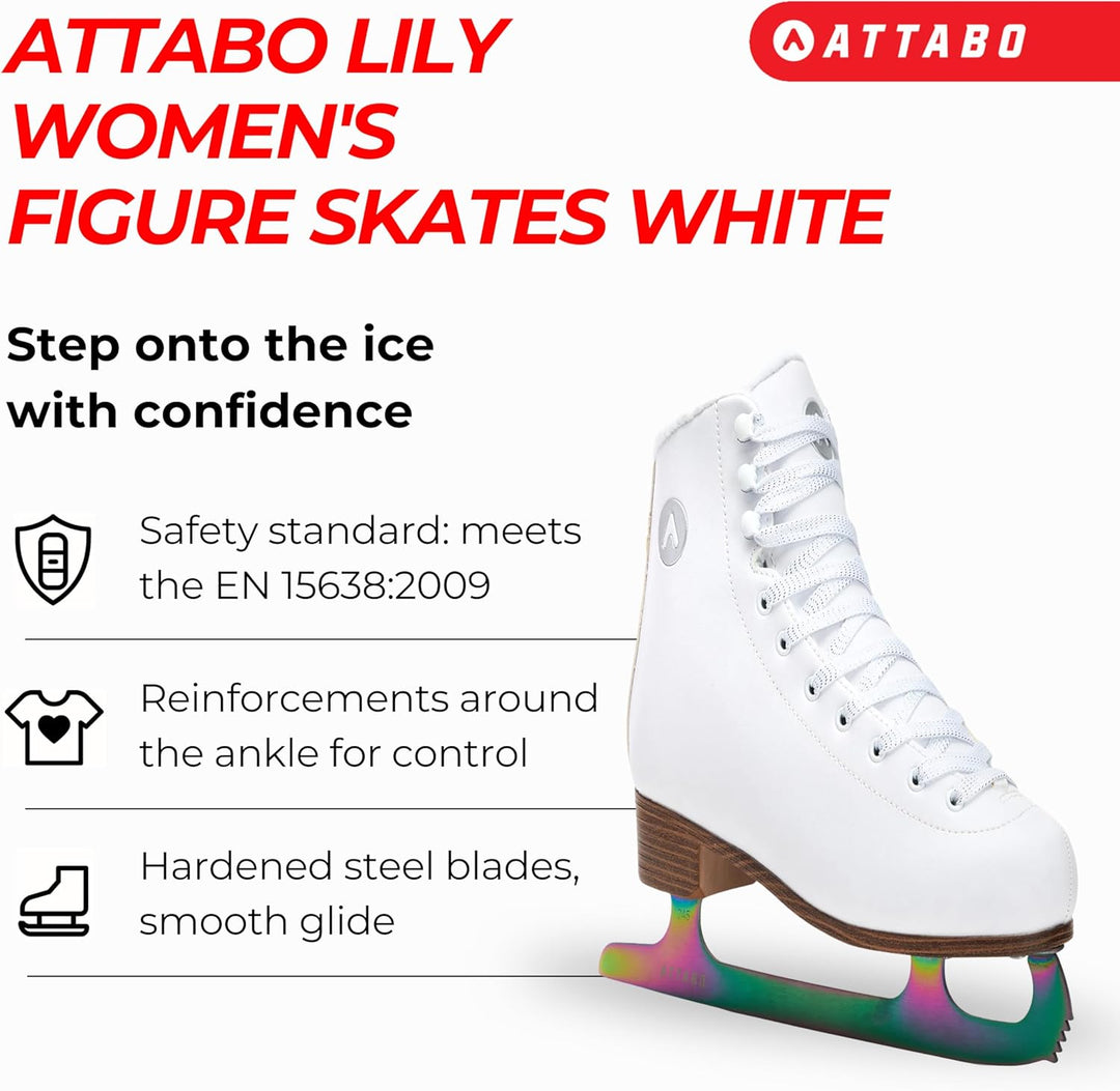 ATTABO Eiskunstlauf Schlittschuhe Damen Lily, Schlittschuhe für Fortgeschrittene, Starke Knöchelunte