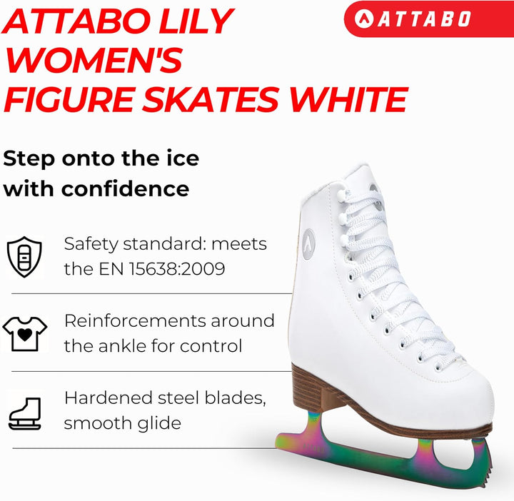 ATTABO Eiskunstlauf Schlittschuhe Damen Lily, Schlittschuhe für Fortgeschrittene, Starke Knöchelunte