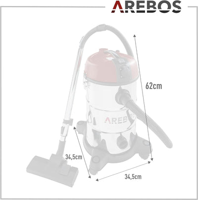 Arebos Industriestaubsauger 1300W | Nass- & Trockensauger | Mehrzwecksauger Wasser-Staubsauger | Wer