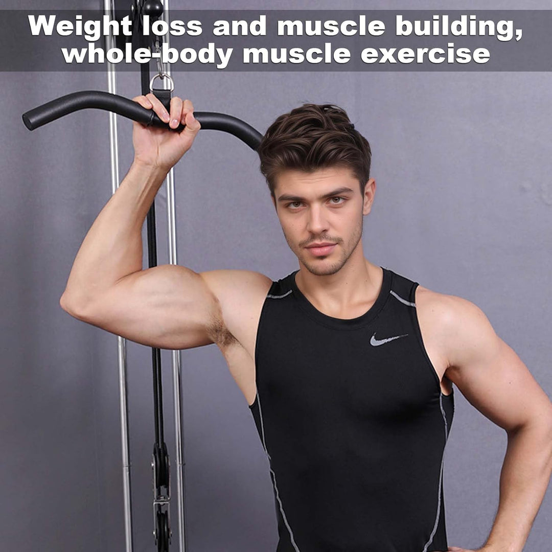 Latzug Griff, Bizeps Stange Trizeps Kabelzug, Latzugstange Kurz 48 cm Schwarz, Gym Zuhause Bodybuild