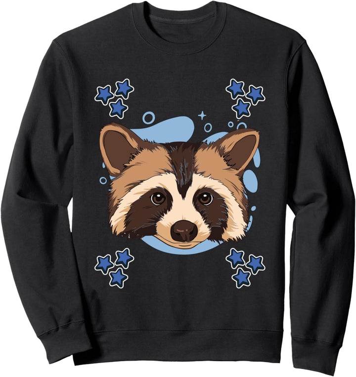 Herren Waschbär Zeichnung Sterne Jungen Waschbär Sweatshirt