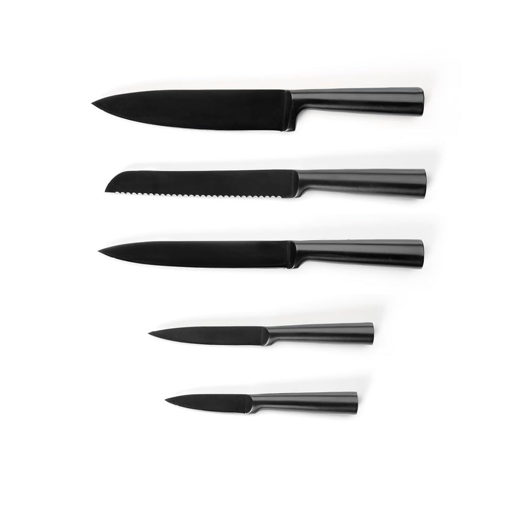 Qdesign - 5er-Set Küchen-Messer aus Edelstahl - Koch-, Brot-, Tranchier-, Office-, Gemüsemesser - Ul