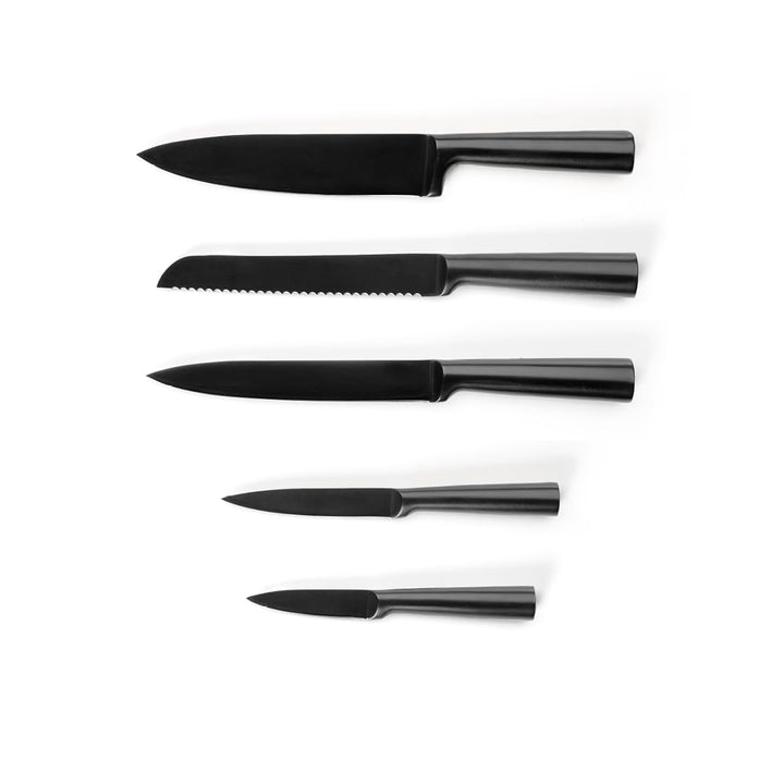 Qdesign - 5er-Set Küchen-Messer aus Edelstahl - Koch-, Brot-, Tranchier-, Office-, Gemüsemesser - Ul