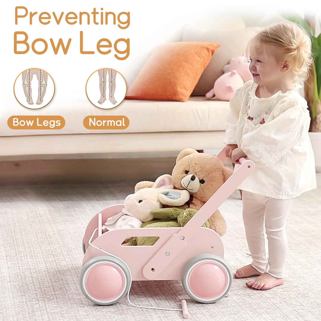 Lauflernwagen Holz, Baby Lauflernhilfe für Junge und Mädchen, Toddler Push & Pull Lauflernspielzeug,