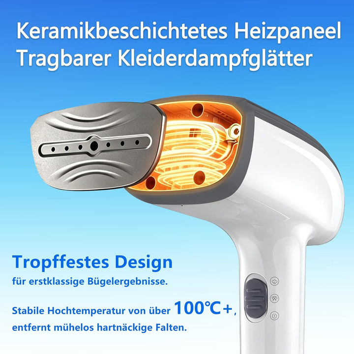 1800W Tragbarer Dampfglätter für Kleidung, 20-Sekunden Aufheizzeit | 2-in-1 Bügeleisen &amp; Faltenentfe